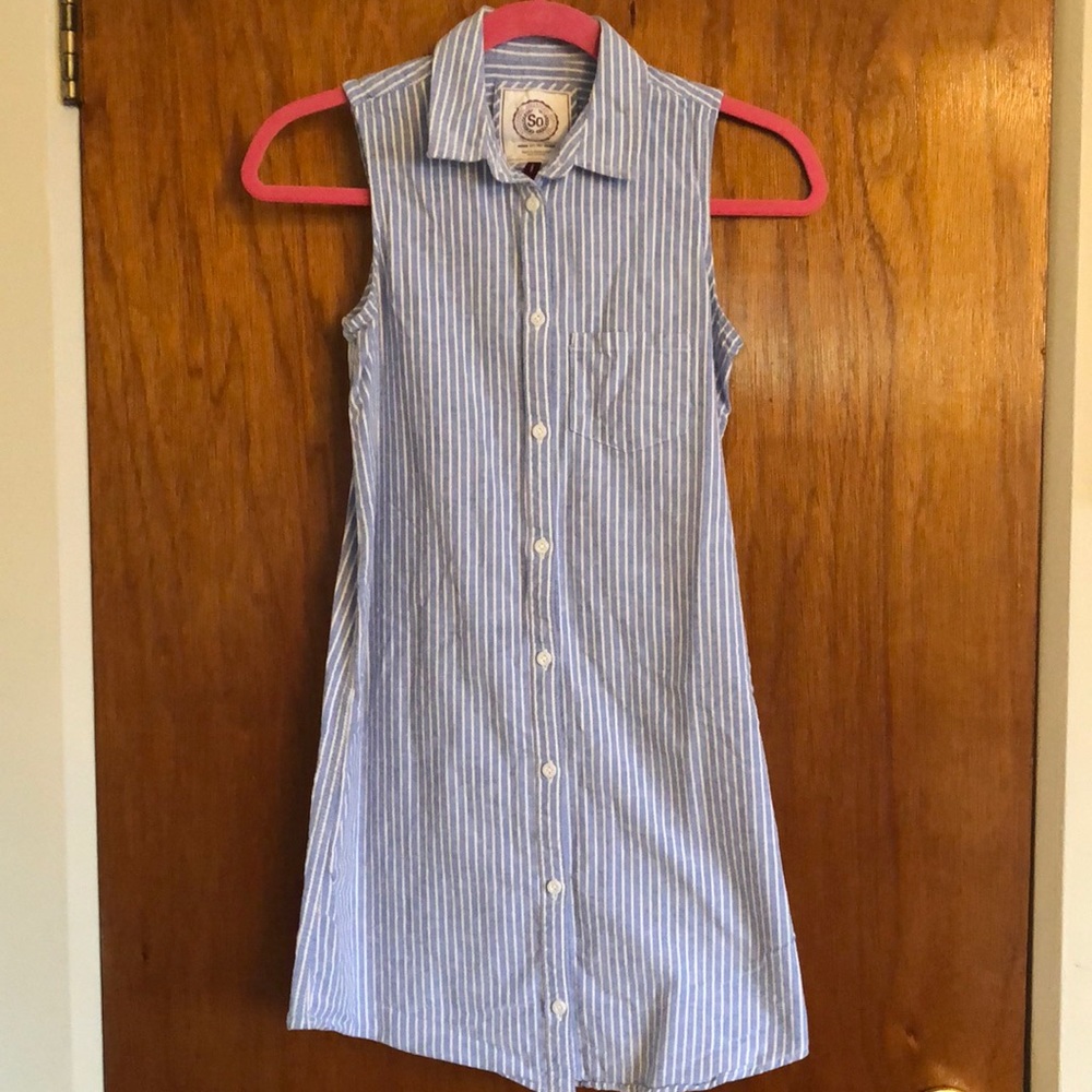 Button down collar chambray shirt dress